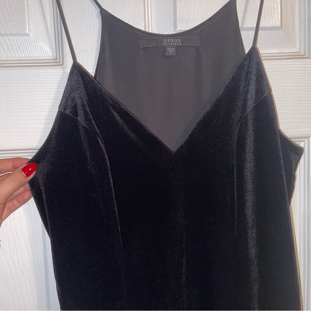 GUESS MIDI V-Neck Velvet Dress - Picture 2 of 3
